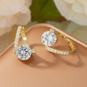 brilliant zircon huggie earrings
